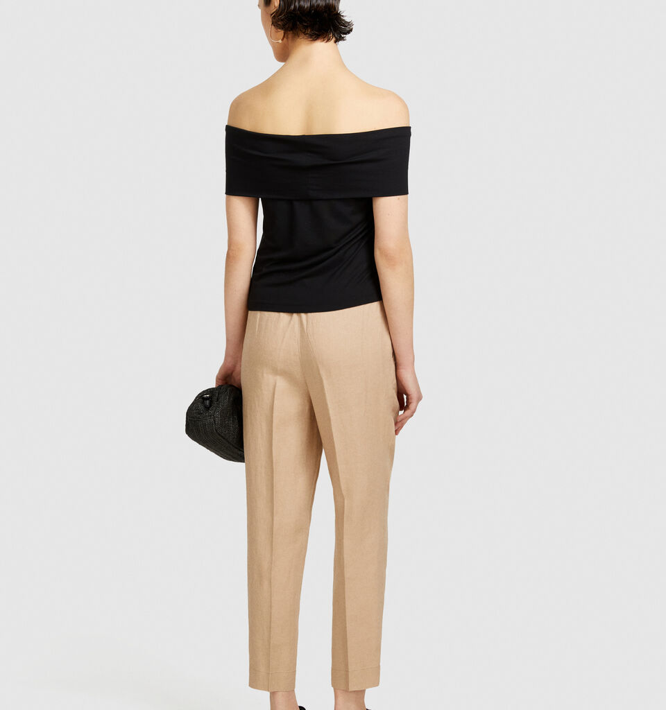 100% linen joggers - women's joggers - Beige | Sisley image number 3